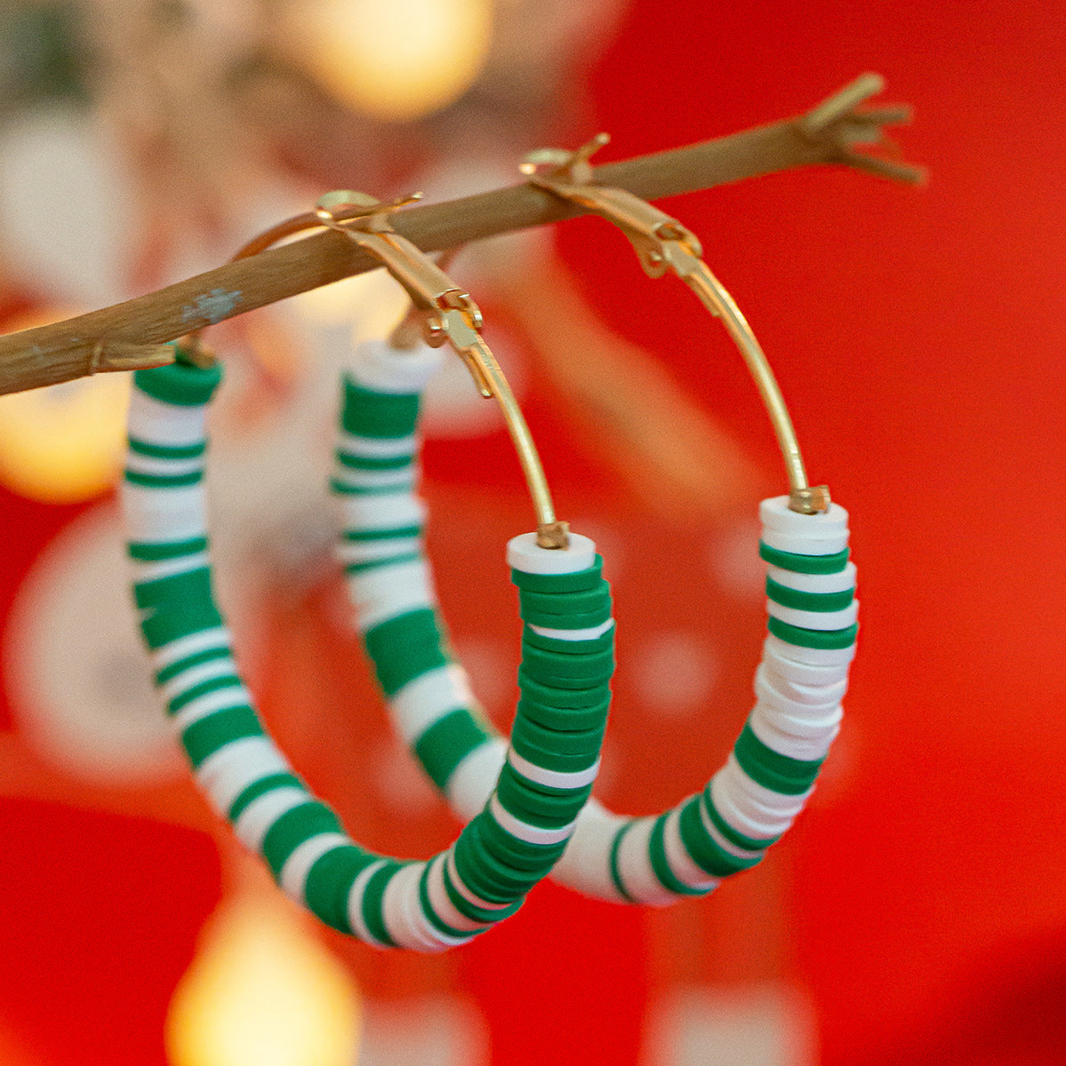 Wholesale Christmas contrasting  Hoop Earrings