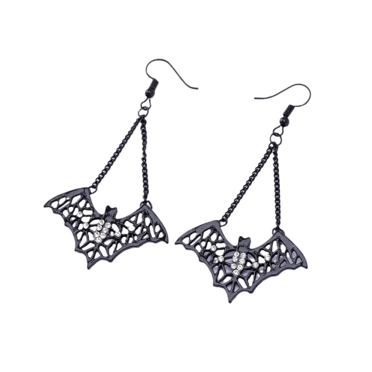 Wholesale  dark punk gothic style exaggerated red teardrop bat earrings