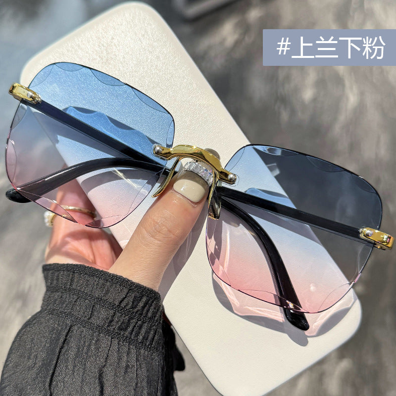 Wholesale Frameless Cut Edge Trendy Fashion Anti-ultraviolet Sunglasses