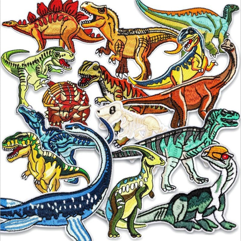 Wholesale Stylish Dinosaur Embroidered Patches Cartoon Animal Cloth Sew On Badges For Clothing Boutique Resale