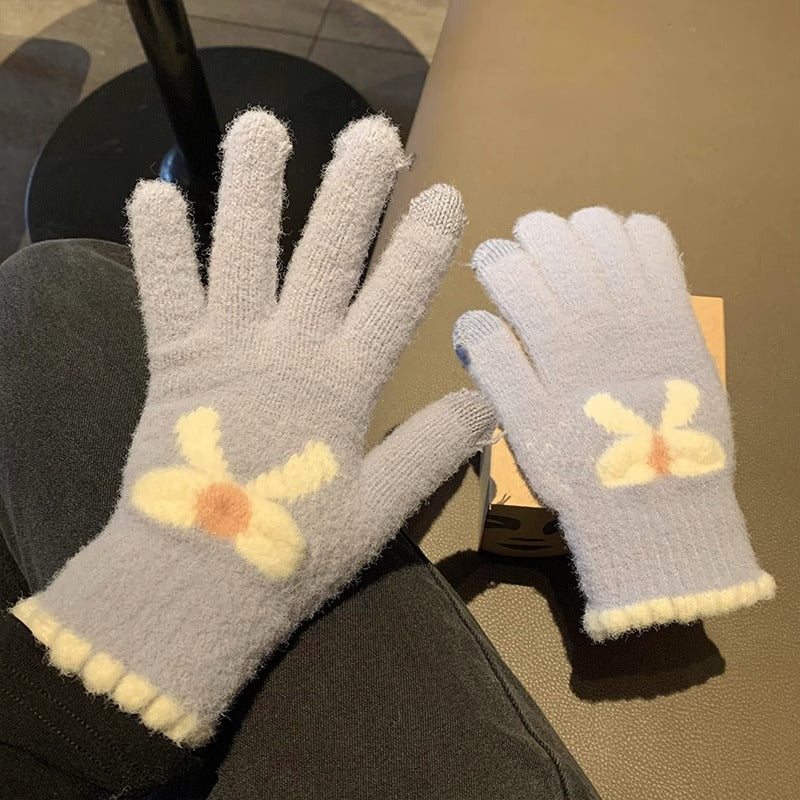 Wholesale Touch Screen Knitted Warm Bow Gloves