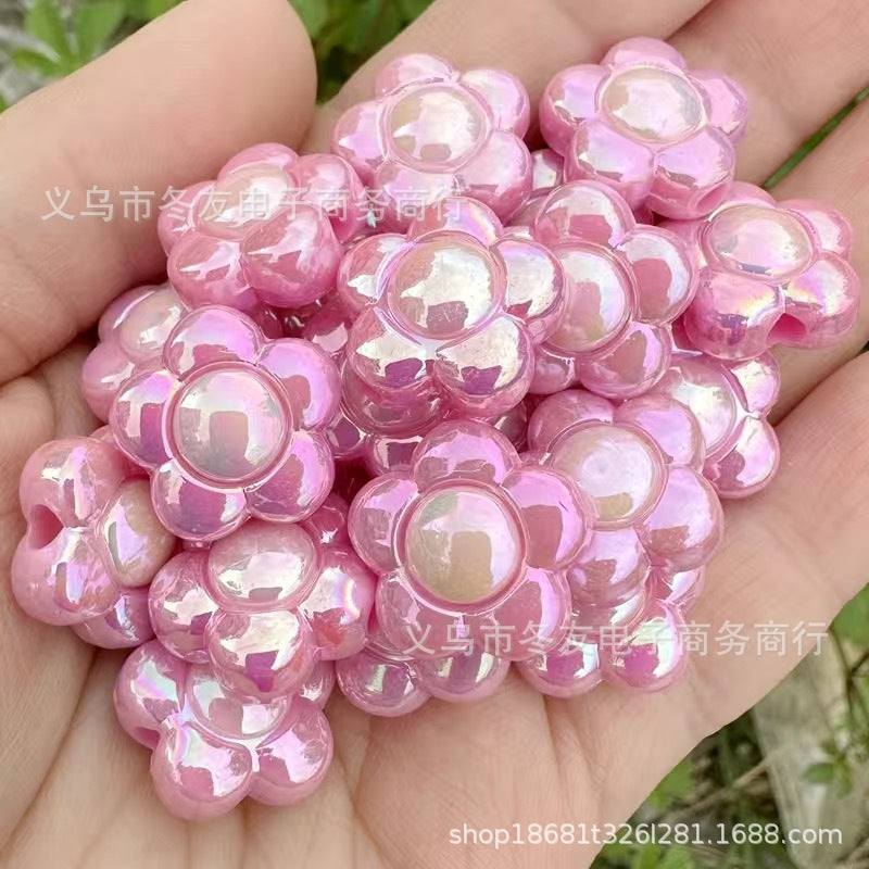 Wholesale Random 100pcs 15mm AB color plum blossom dual color acrylic beads