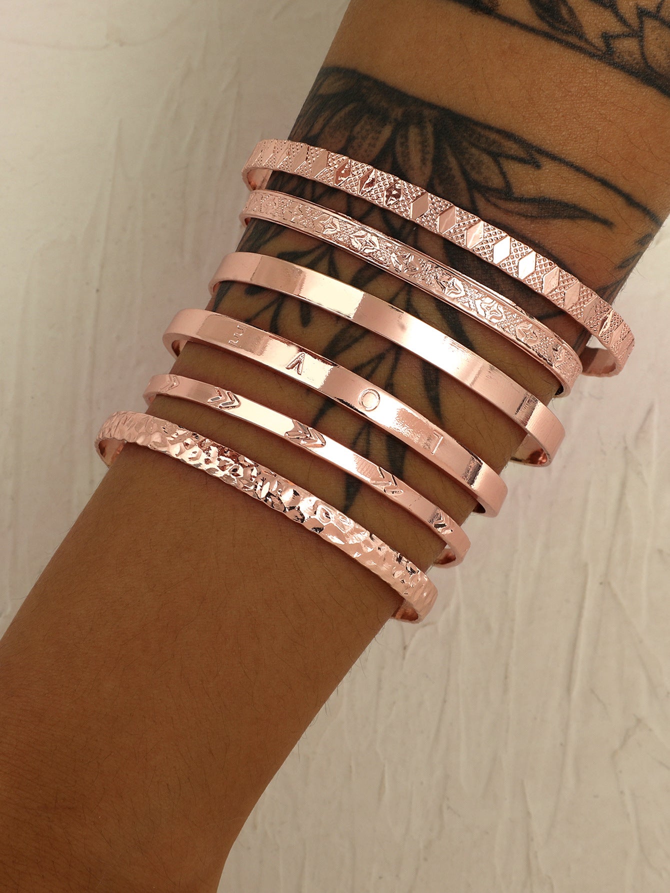 Wholesale multi-layer bracelet set alloy geometric stacked bracelet set