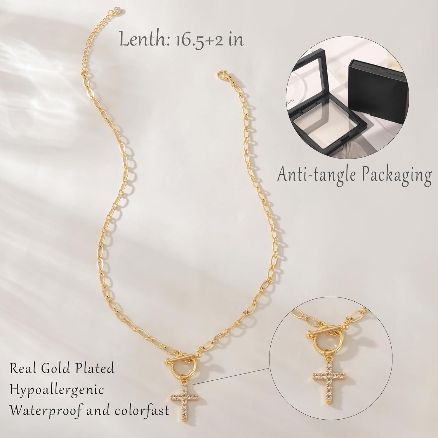 Wholesale Cross paperclip chain OT buckle necklace for women