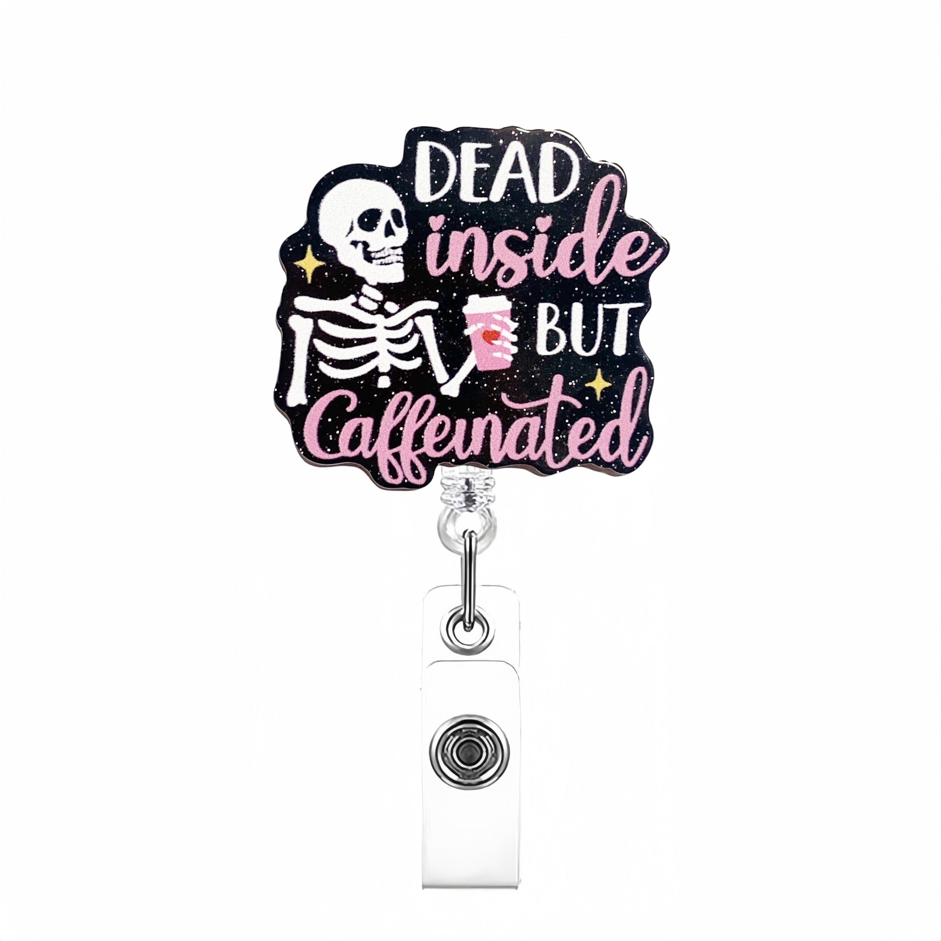 Wholesale Blackened Skeleton Medical Easy Pull Buckle  Badge Reels