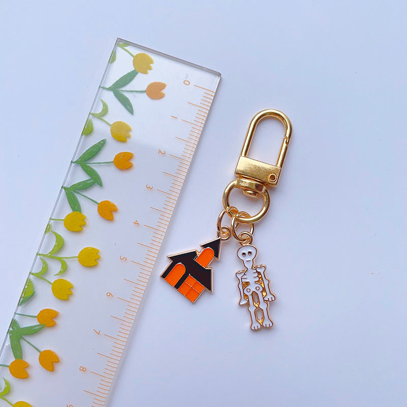 Wholesale Halloween Pumpkin Wizard Hat Alloy Keychain