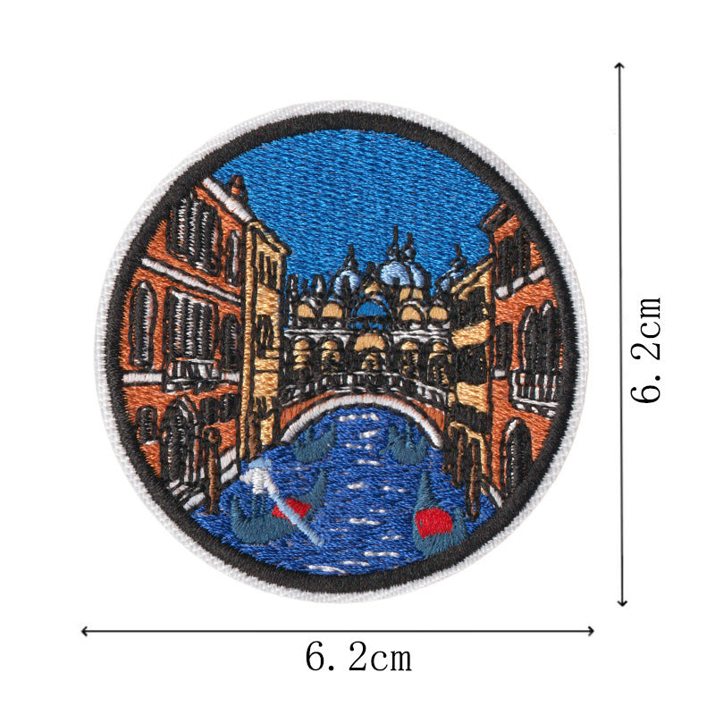 Wholesale Polyester Cotton Embroidered World City Landmark Iron On Patches 9 Pack For ets Travel Souvenir