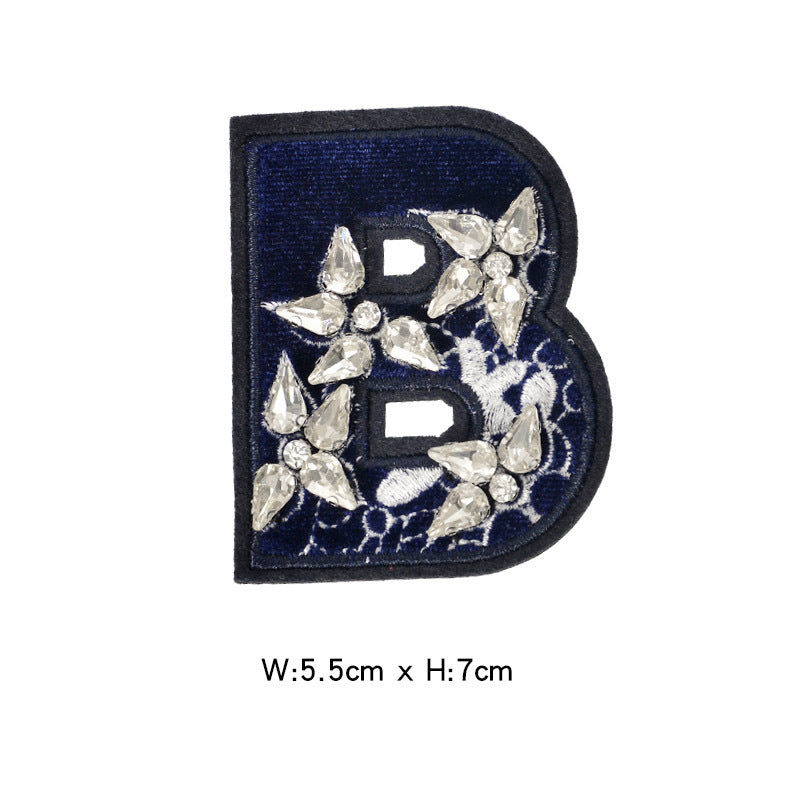 Wholesale Decorative Sequin Embroidered Letter B Patch Royal Blue Felt Base For Towels Clothing DIY Accessory