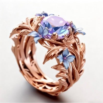 Wholesale  Iris Enamel Oil Ring Colorful Zircon  Alloy Ring