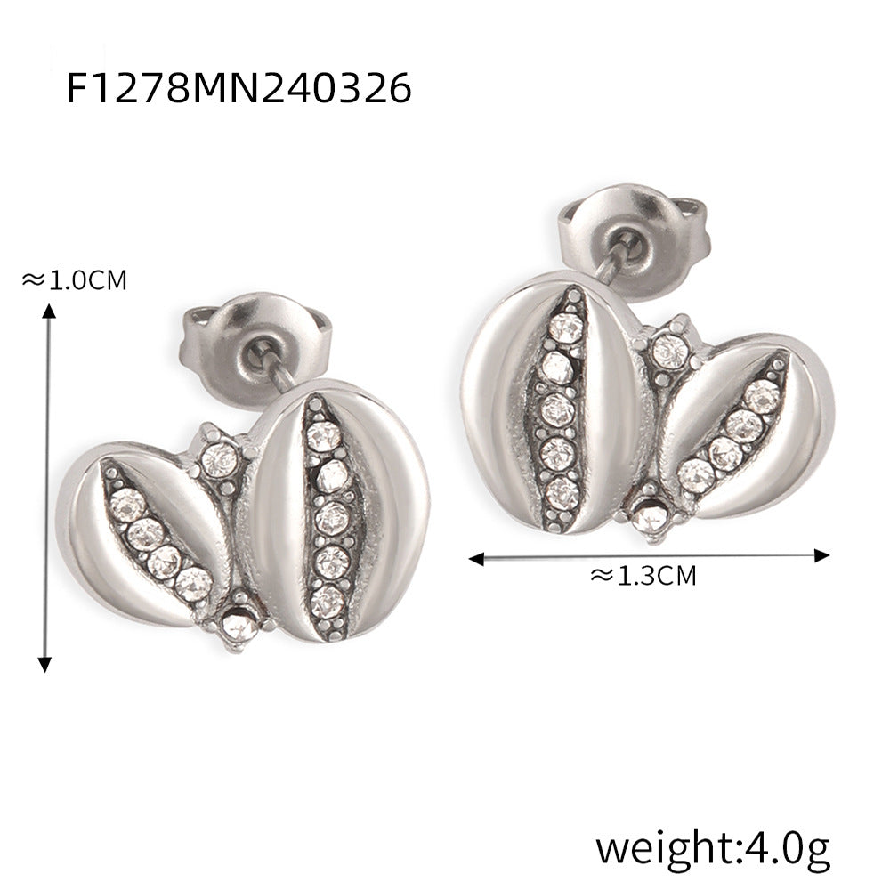 Wholesale Vintage Titanium Steel Gold Plated Geometric Flower Diamond Earrings