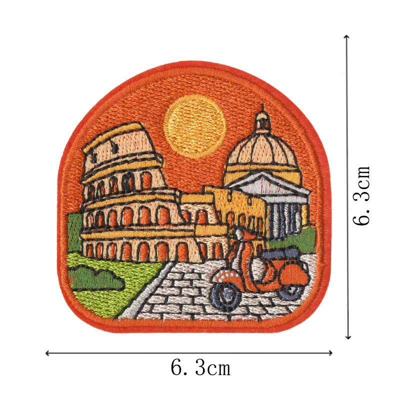 Wholesale Embroidered Travel Patch Set 9 Iron On World Landmark Badges For Clothing Towels And DIY Decor