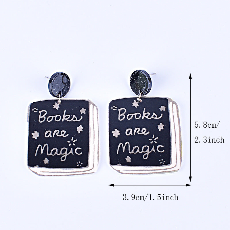 Wholesale Teacher's Day Back To School Season Pencil Rainbow Book Bag Book Red Apple Acrylic Earrings