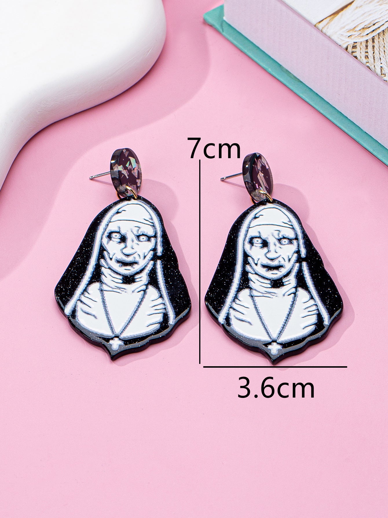 Wholesale  blue cartoon witch acrylic funny earrings OLY Exclusive