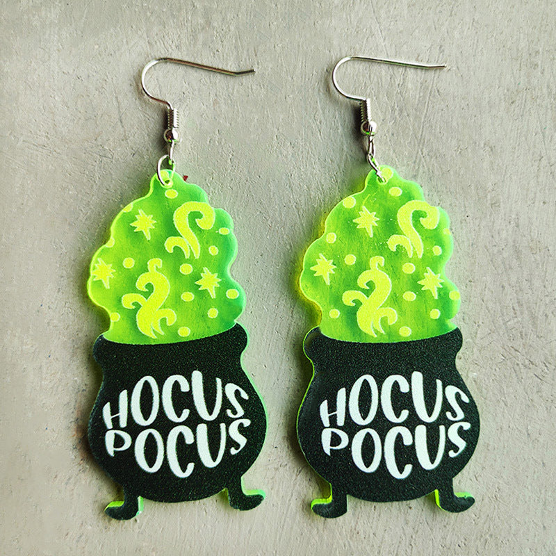 Wholesale Horror  Earrings Skull Alien UFO Witch Stove Fluorescent Acrylic Earrings