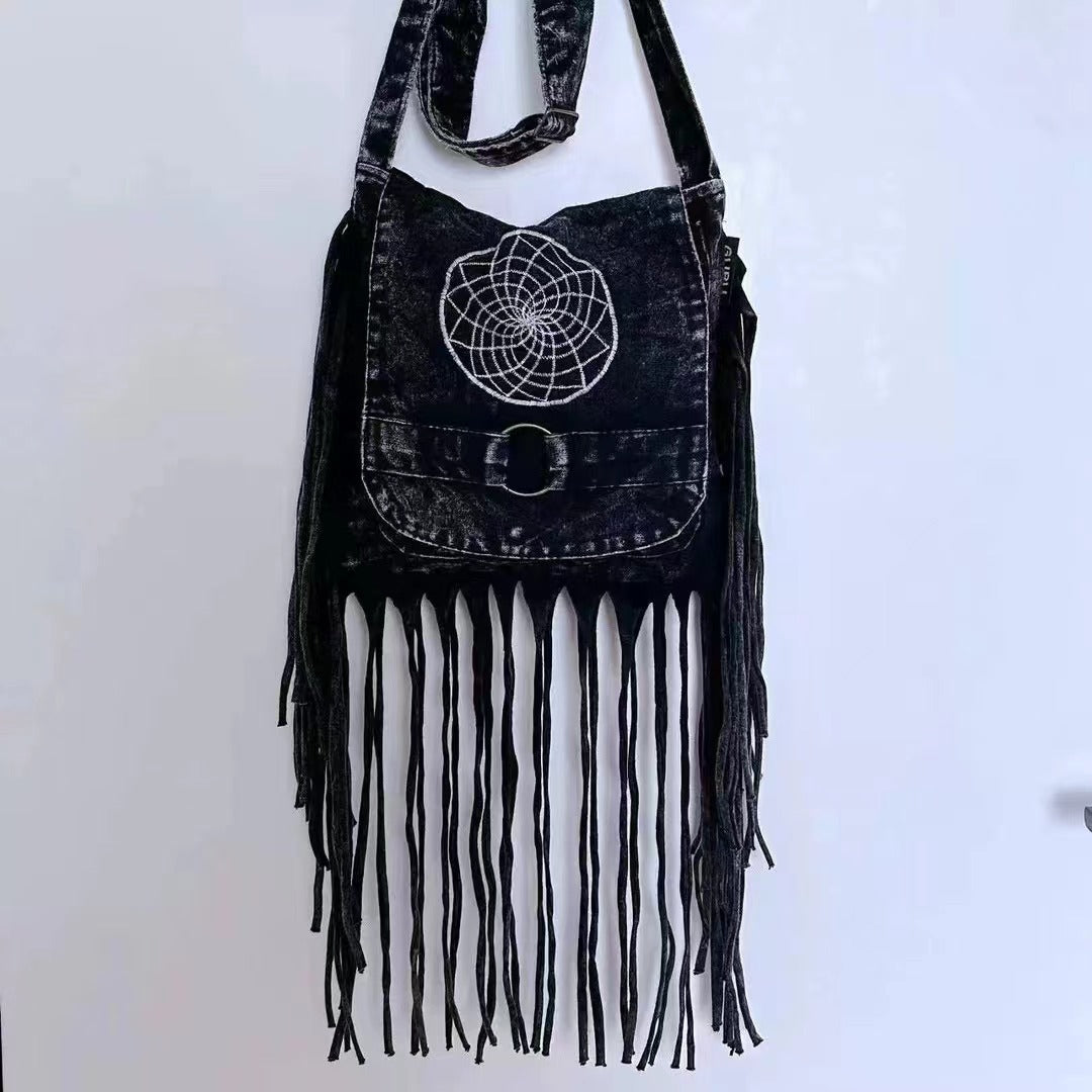 Wholesale Hippie Wasteland Style Bohemian Ethnic Style Niche Tassel Crossbody Shoulder Bag
