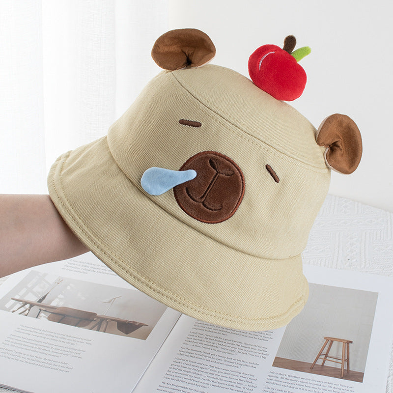 Wholesale Kapibala Apple Fisherman Hat Casual Cartoon Cute Sun Protection Bucket Hat