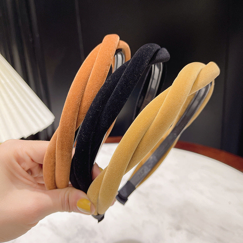 Wholesale Flocking Cloth Fried Dough Twists Braid Sponge Anti-skid Hair Hoop with Teeth