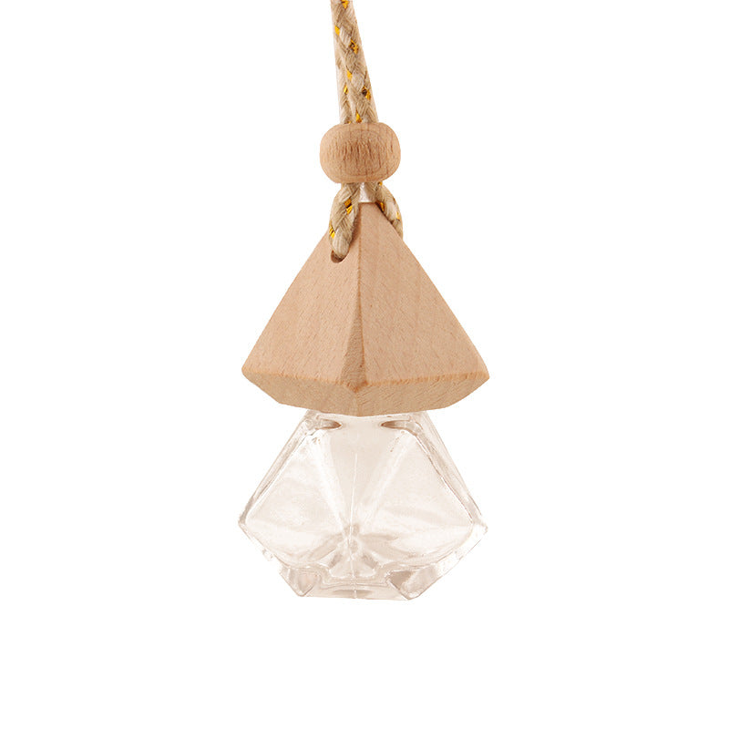 Wholesale 8ML Transparent Glass Triangular Cap Diamond Car Perfume Bottle