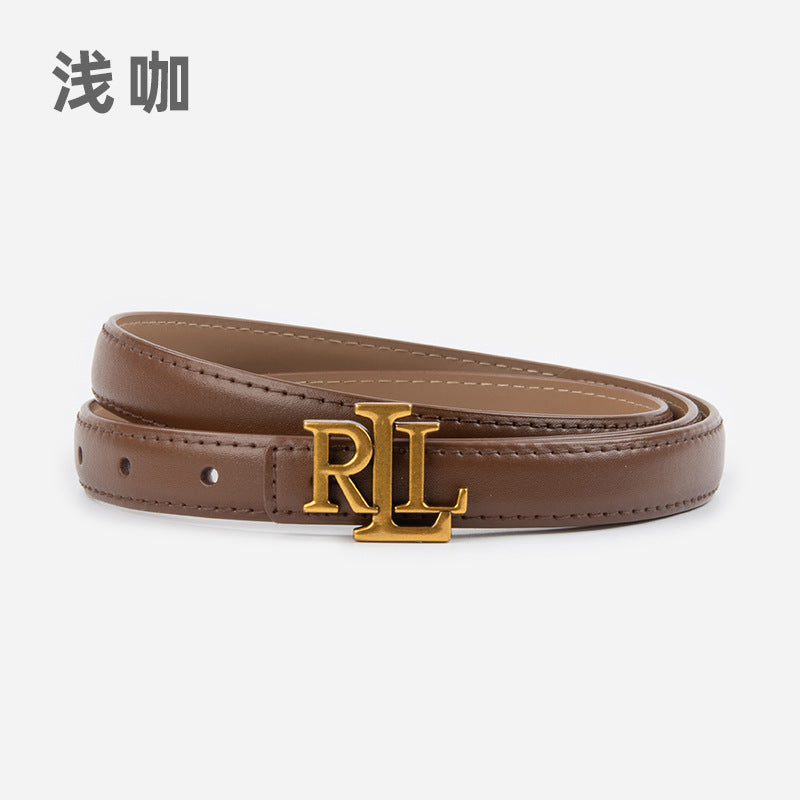 Wholesale Letter genuine leather women' s thin belt cowhide belt