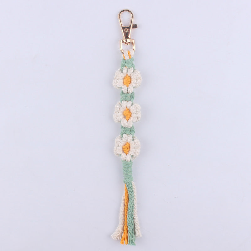 Wholesale Cotton Rope Handwoven Flower Keychain