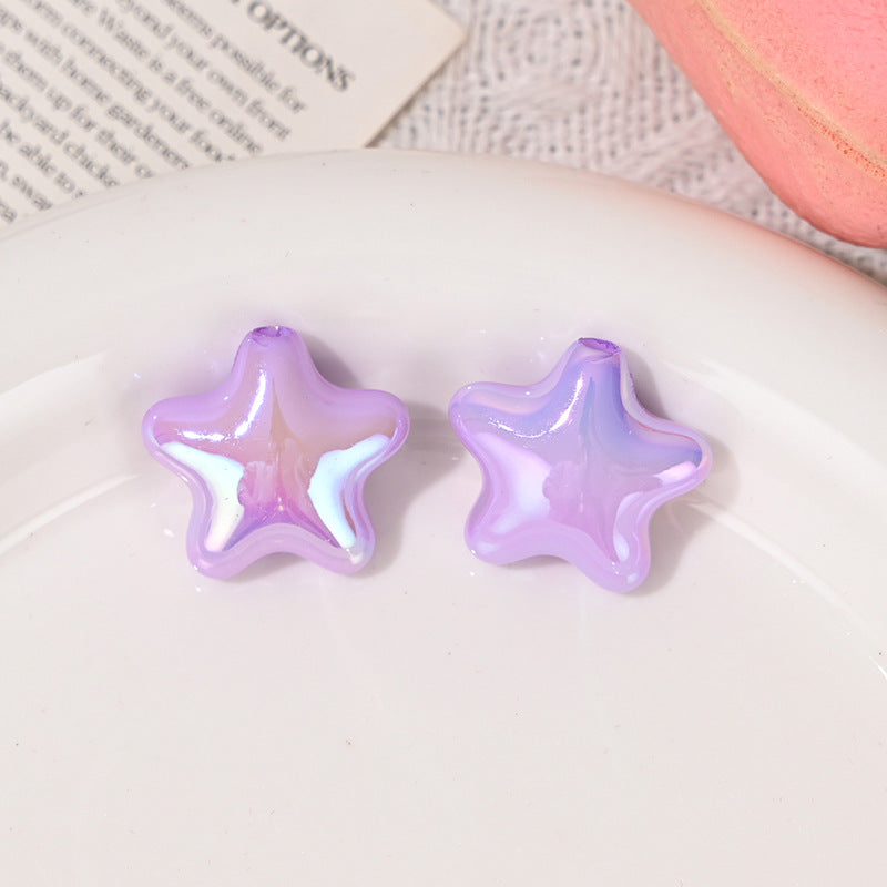 Wholesale 5pcs/pack  Uv-Plated Dopamine Pentagram Shaped Beads