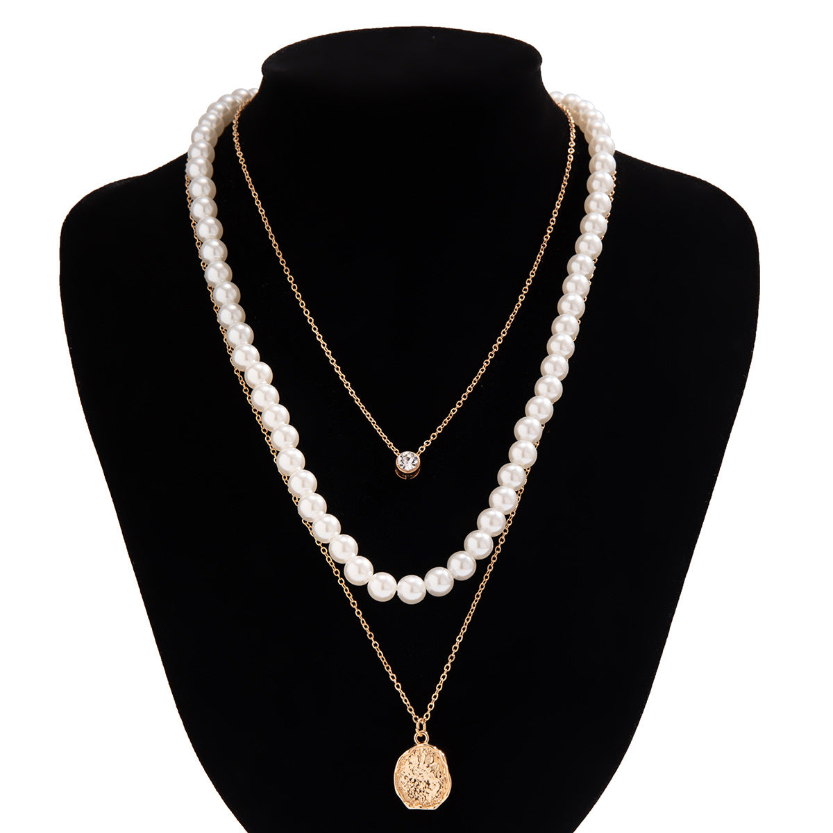 Wholesale Men's Three -dimensional Diamond Pearl Necklace