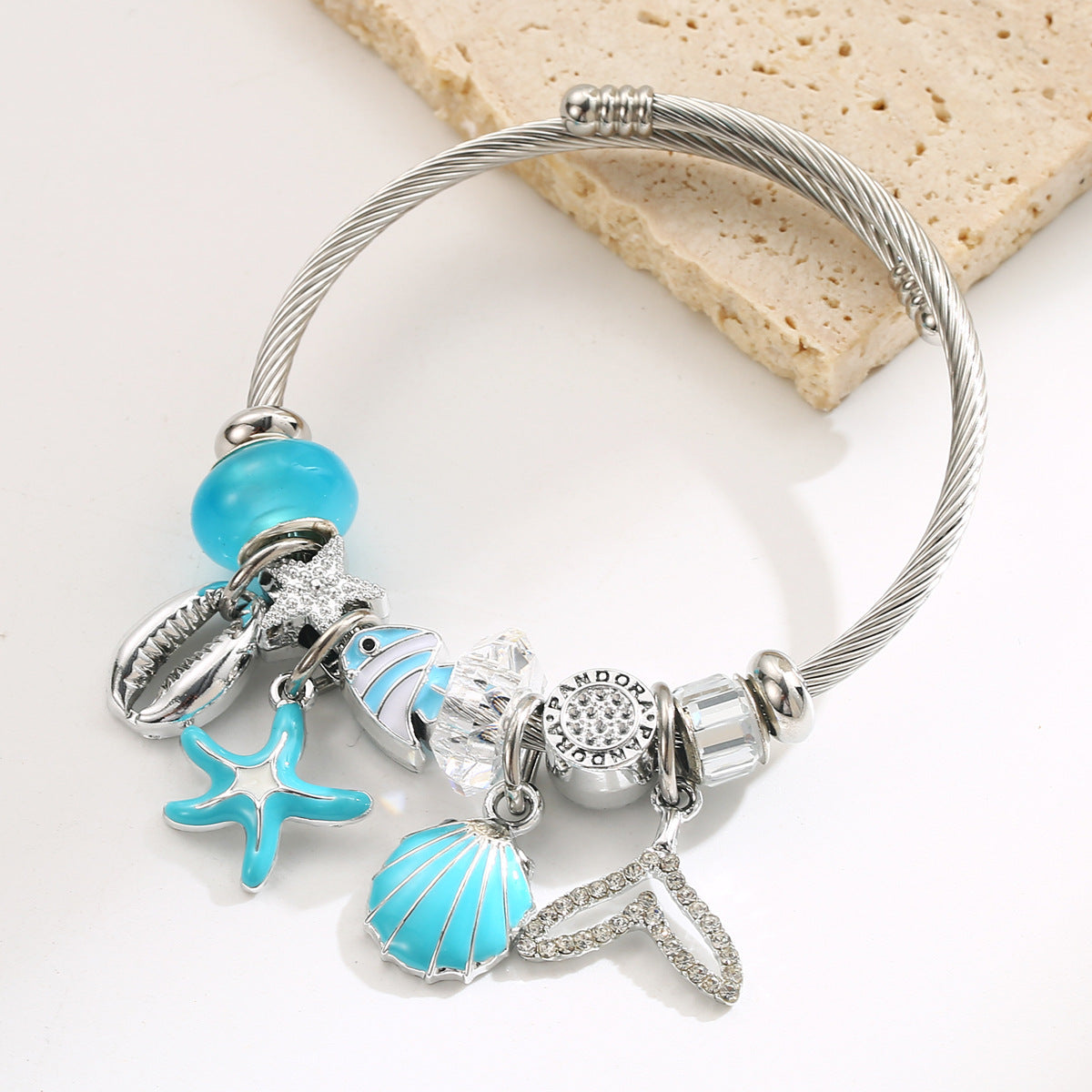 Wholesale stainless steel alloy starfish shell bear love bracelet