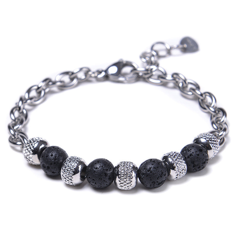Wholesale Stainless Steel Natural Stone Beaded Men's Bracelet
