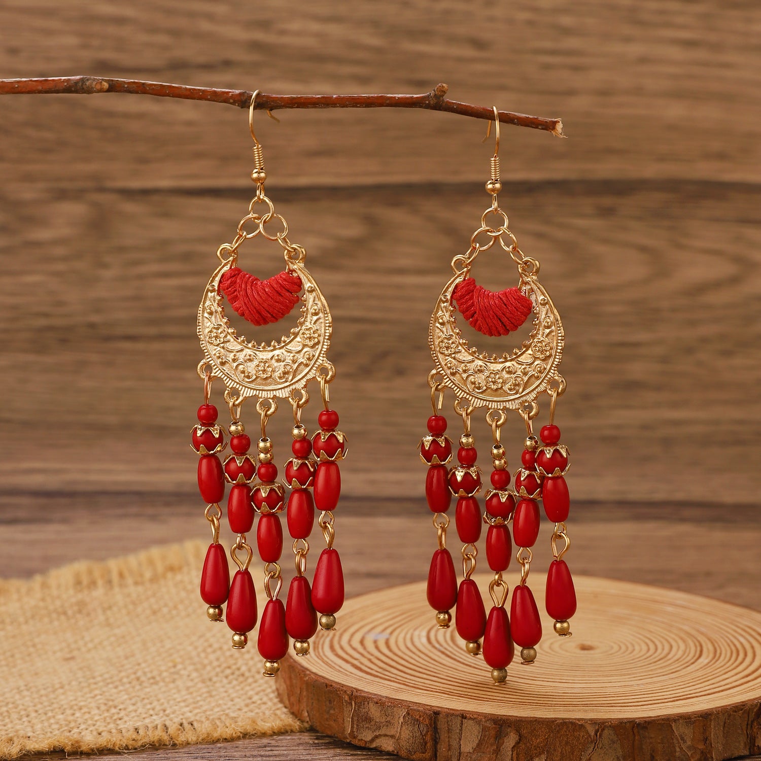 Wholesale Retro Metal Hollow Flower Bohemian Carved Court Style Earrings