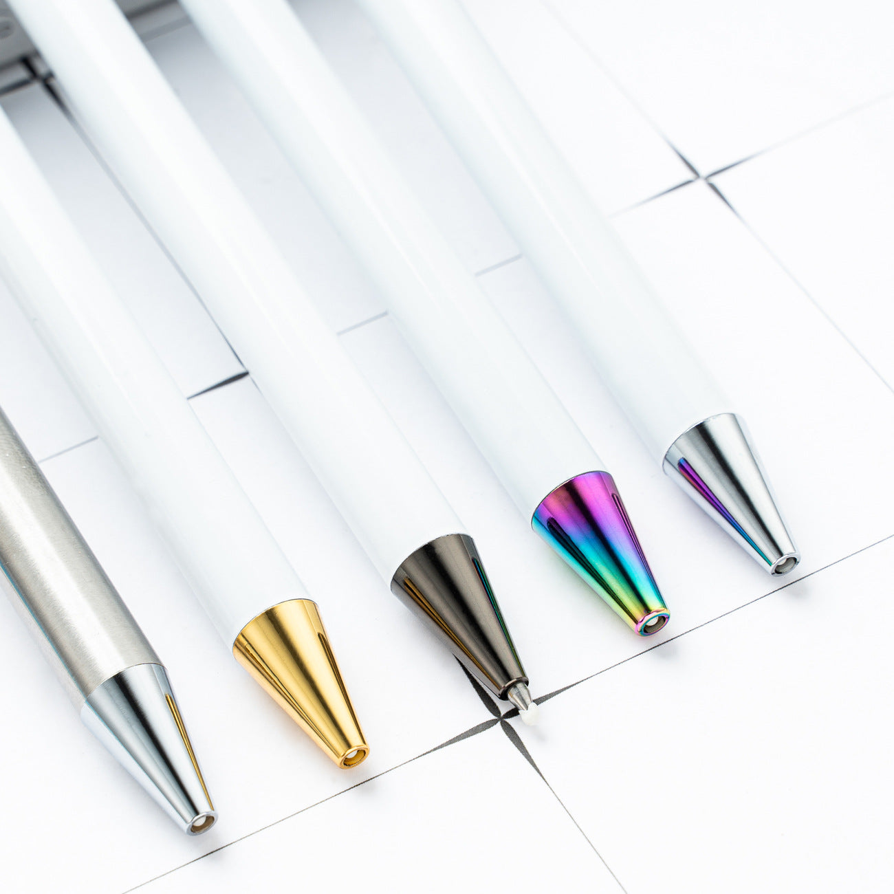 Wholesale Heat Transfer Push Metal Crystal Sticker Pen Push White Ballpoint Pen