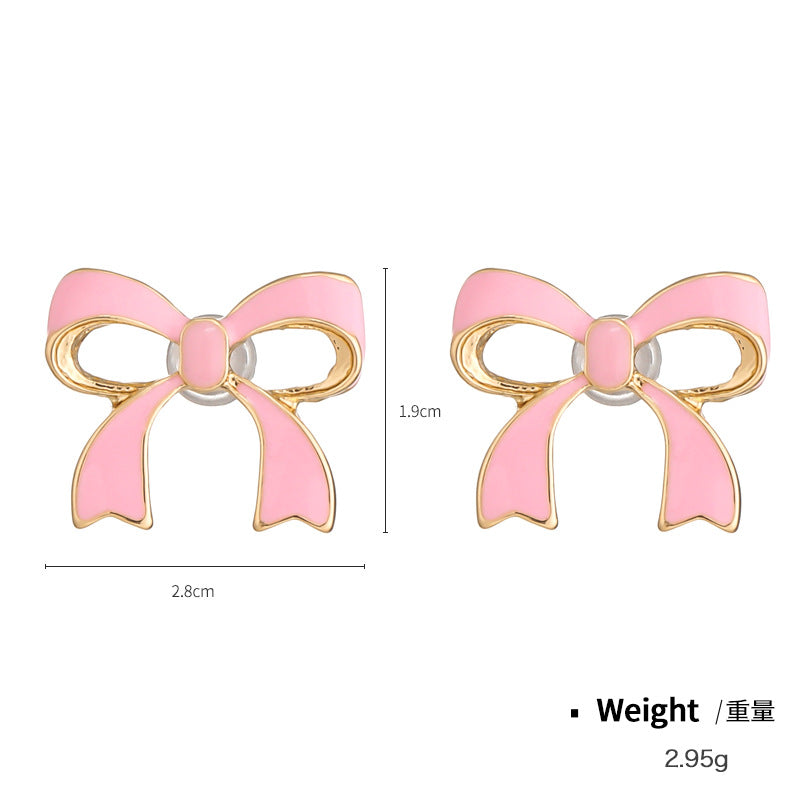 Wholesale Christmas Series Love Bow Drop Oil Earrings