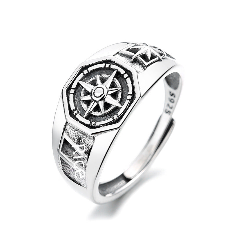 Wholesale Sterling silver retro anime magic circle pattern open ring