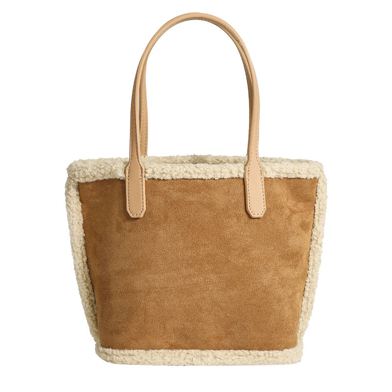 Wholesale Winter Leopard Print Plush Handbag Mother-in-law Tote Bag