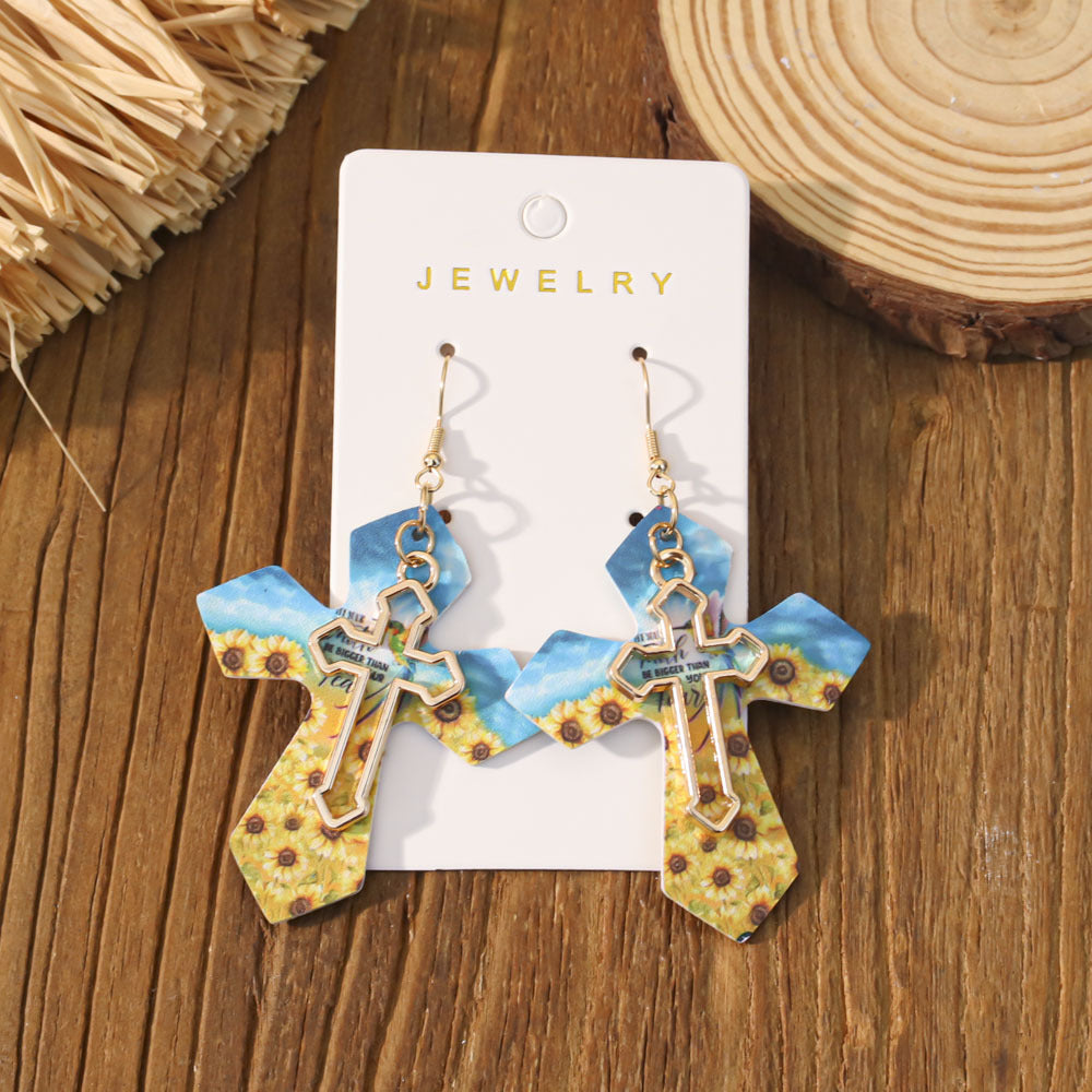 Wholesale Western-style double cross earrings