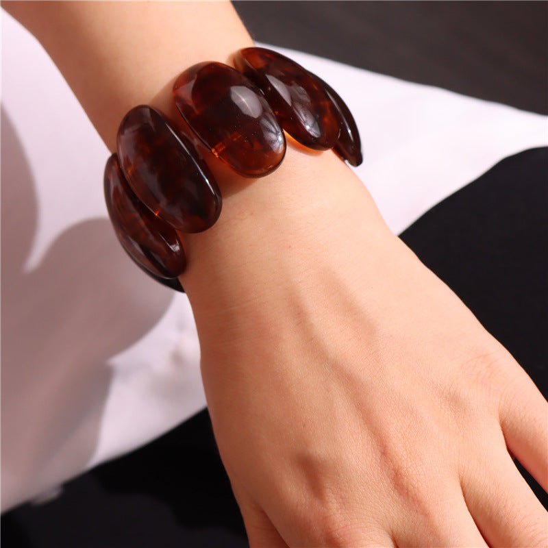 Wholesale  Fashion Amber Texture Acrylic Geometric Handmade Beaded Bracelet