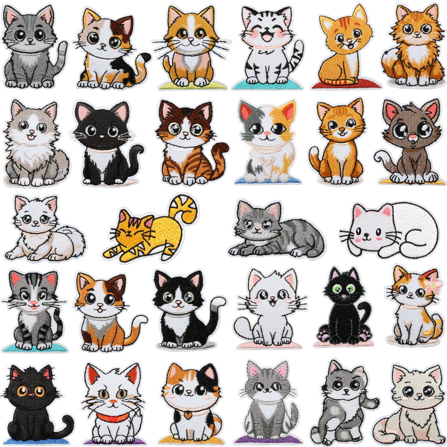 Wholesale Polyester Iron On Embroidery Patch Cat Party Cartoon Kitten Decorative Accent For Clothing Everyday Use