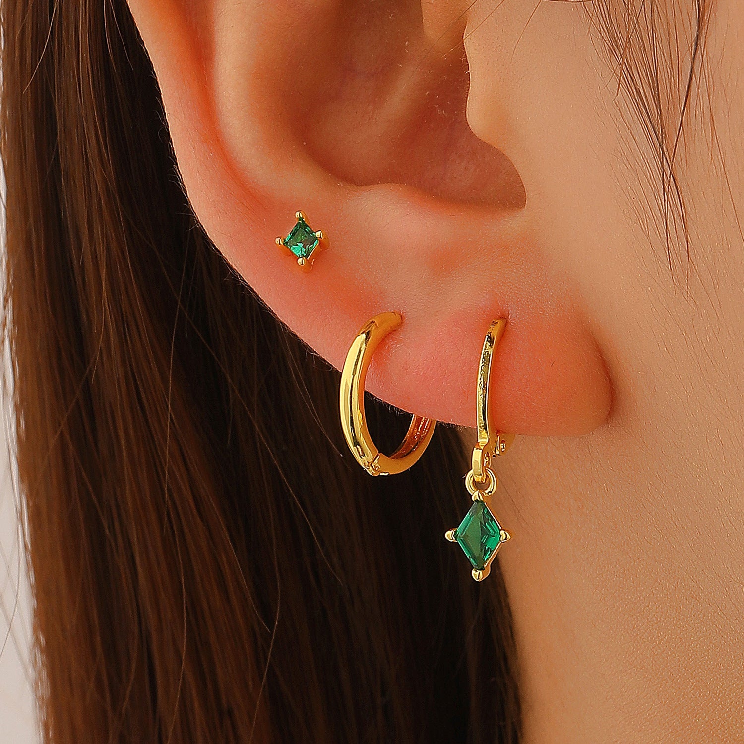 Wholesale Three piece set of asymmetrical earrings for stars and moon