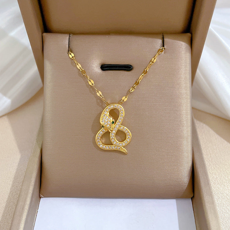 Wholesale Full Diamond Luxury Women's Versatile Collarbone Titanium Steel Necklace