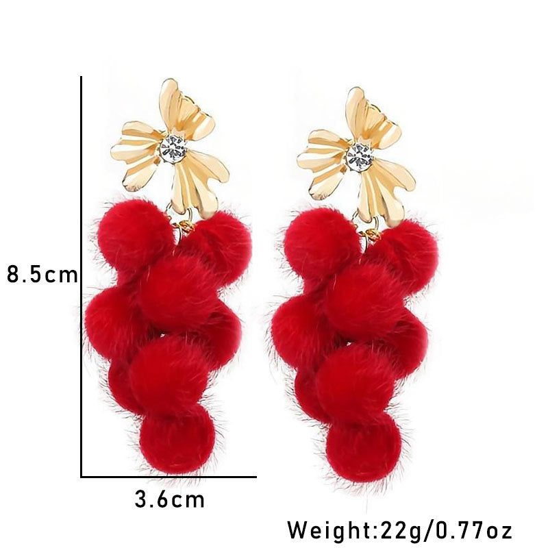 Wholesale Plush Long Tassel Earrings