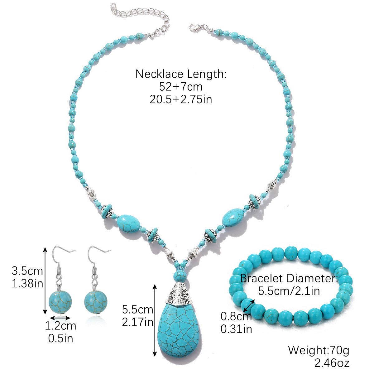 Wholesale Vintage Turquoise Pendant Set