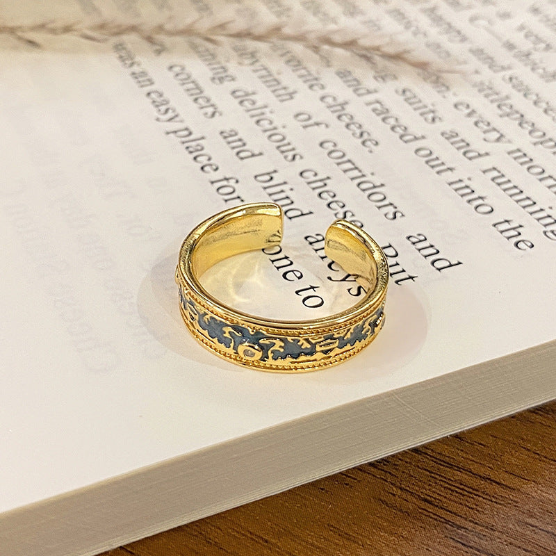 Wholesale Flower bud colored enamel drip pattern ring