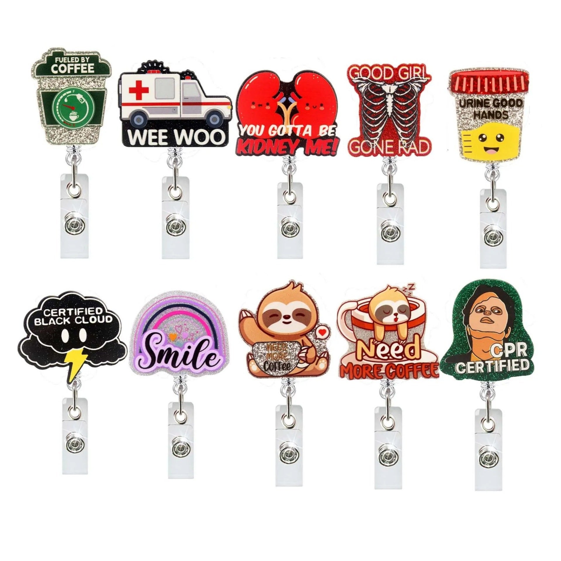 Wholesale  Hospital Staff Acrylic Badge Reel Doctor Nurse Organ Department Telescopic Easy Pull Buckle