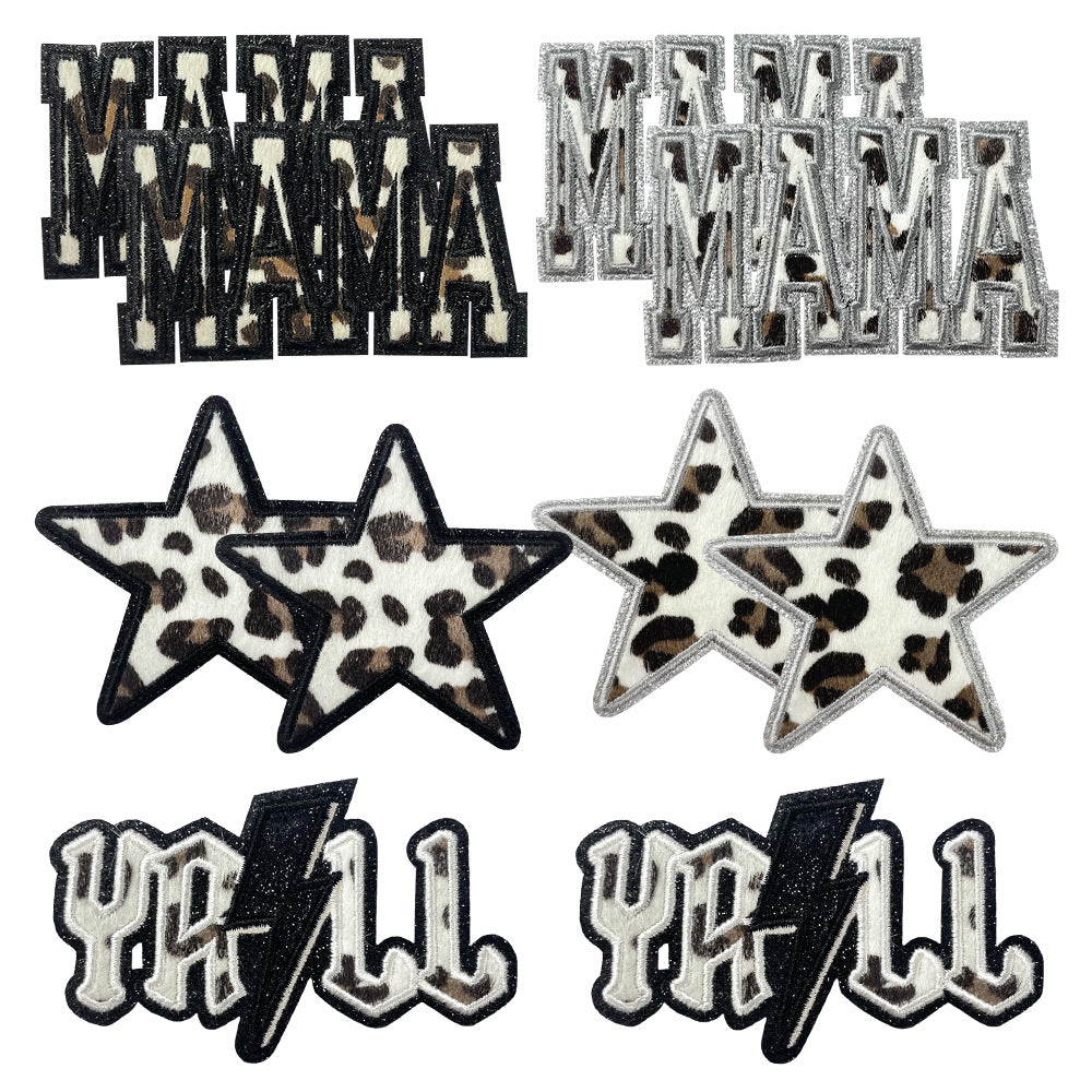 Wholesale  Leopard MAMA Ironing Embroidery Cloth DIY Patches