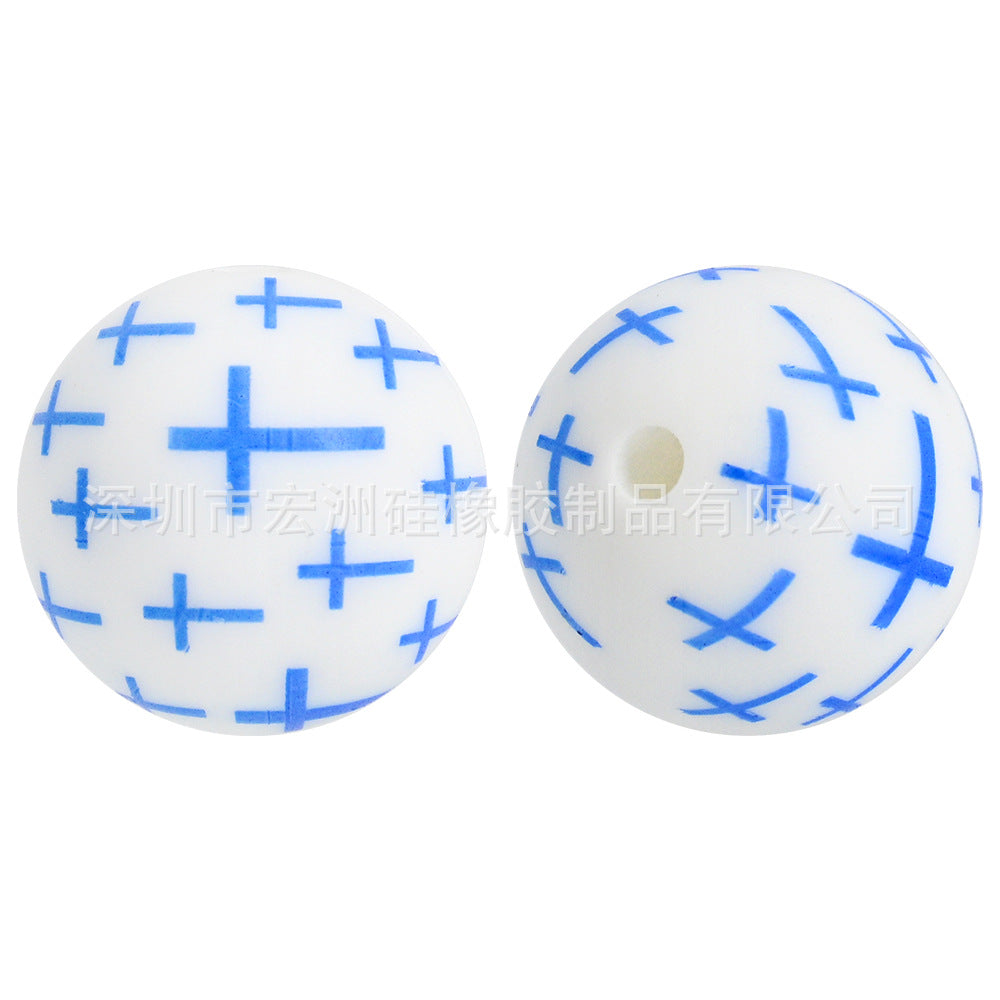 100pcs/pack Cross food grade silicone round beads DIY loose beads