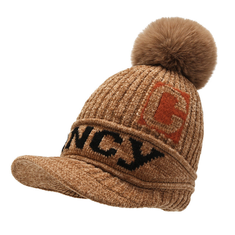 Wholesale of New Winter Plush and Warm Cute Fur Ball Wool Hats