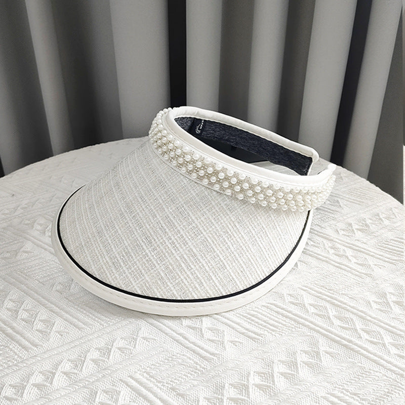 Wholesale Pearl Black Gum Big Eaves Hair Hoops Polyester Sun Hat