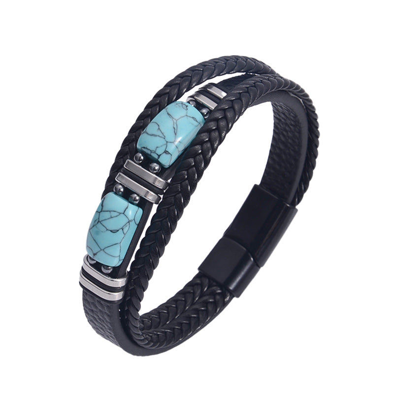 Wholesale Turquoise bracelet woven Stainless Steel Bracelets