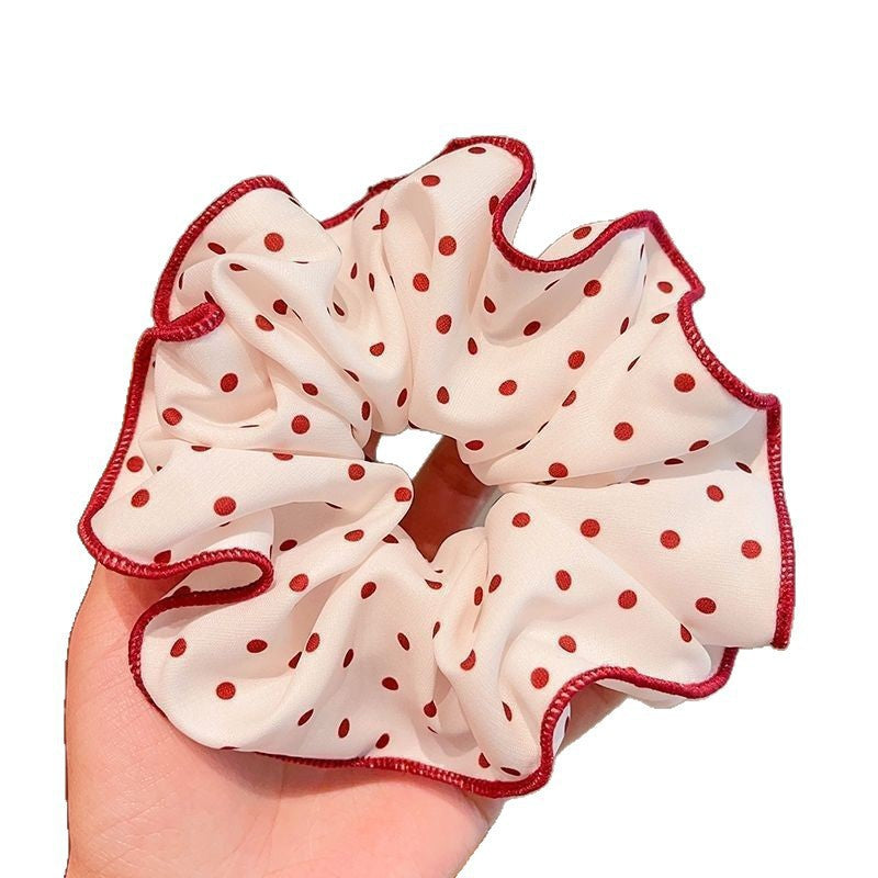 Wholesale Red Sweet Polka Dot Bow Scrunchie Ponytail Bun Hair Scrunchies