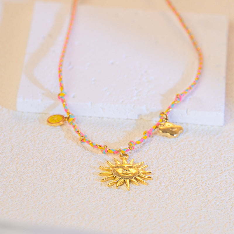 Wholesale Braided Necklace Luxury Multi-Pendant Niche stainless Steel Necklace