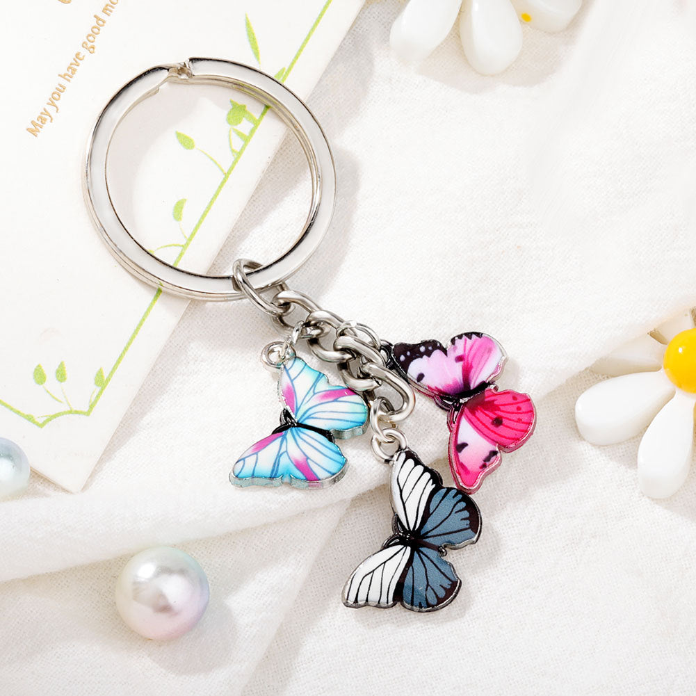 Wholesale Alloy Colored Drip Oil Butterfly Keychain